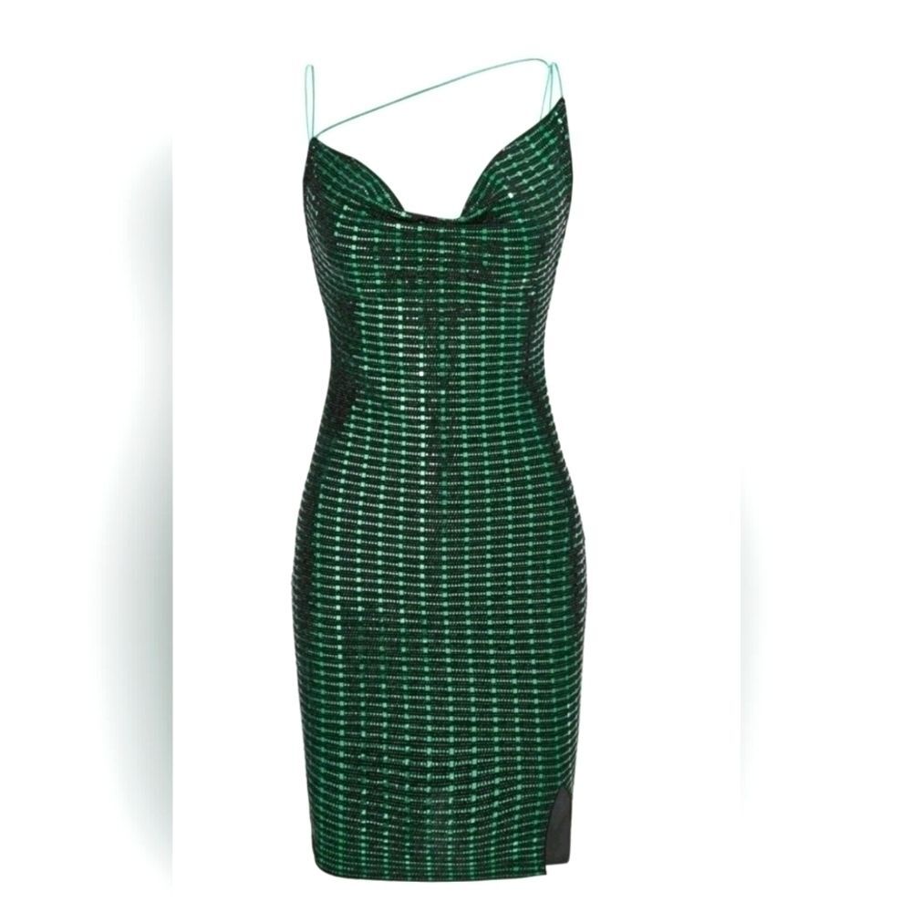 Women’s Sequin Cami Dress Plaid Draped Collar Party Dress Medium